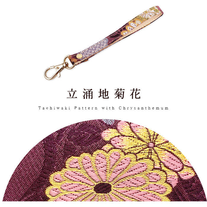 西陣織 明 ナスカン付き ストラップ 和風 マルチストラップ キーホルダー 金襴 華やか 高級 落下防止 スマホ スマホケース 和柄 着物 定期入れ パスケース リストストラップ レディース 手帳型 携帯ストラップ 携帯