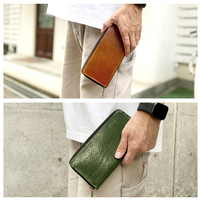 イタリアンレザー ダグラスレザー 長財布 タンニン鞣し イタリア産 財布 レザー ラウンド財布 レディース さいふ 革 ラウンドファスナー ラウンド長財布 メンズ 本革長財布 本革 サイフ 牛革 カード収納 ハンドメイド ウォレット 革財布 長サイフ