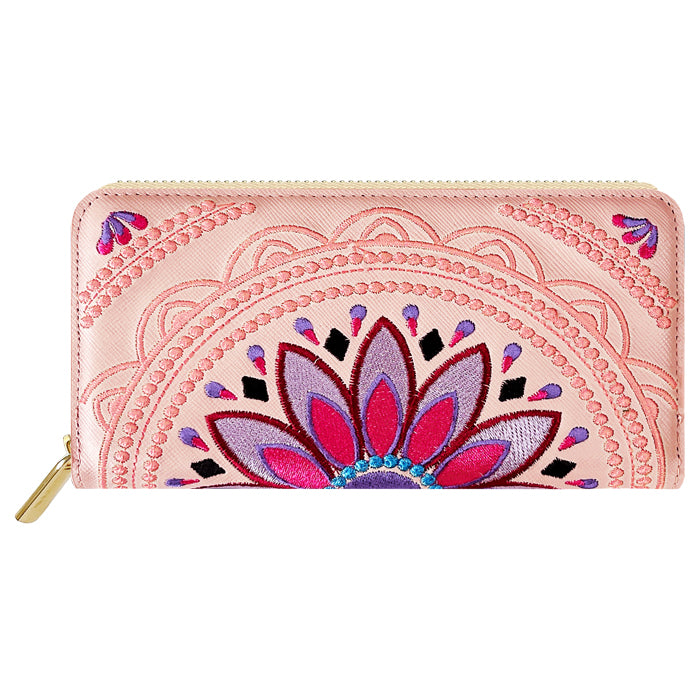 エスニック刺繍 長財布 財布 ラウンド型ファスナー メンズ サフィアーノレザー エスニック柄 レディース 本革 WL-R1-S1