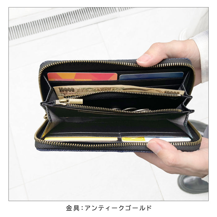 児島デニム 長財布 ラウンド長財布 ウンドファスナー ラさいふ デニム長財布 ヴィンテージ 長サイフ サイフ レディース 児島 デニム財布 インディゴブルー ハンドメイド カード収納 ウォレット メンズ 財布 デニム コジマ