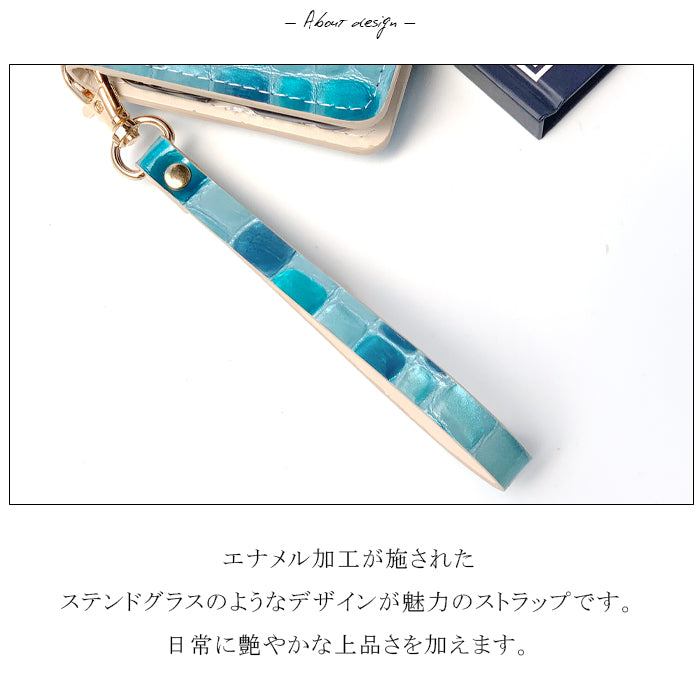 牛革 ちょっと上品な ステンドグラス ナスカン付き ストラップ 携帯ストラップ スマホ スマホケース マルチストラップ レザー 手帳型 レディース キーホルダー リストストラップ 落下防止 定期入れ パスケース 革 本革 携帯
