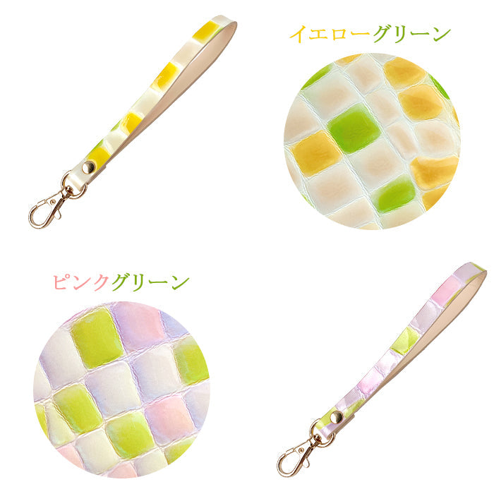 牛革 ちょっと上品な ステンドグラス ナスカン付き ストラップ 携帯ストラップ スマホ スマホケース マルチストラップ レザー 手帳型 レディース キーホルダー リストストラップ 落下防止 定期入れ パスケース 革 本革 携帯