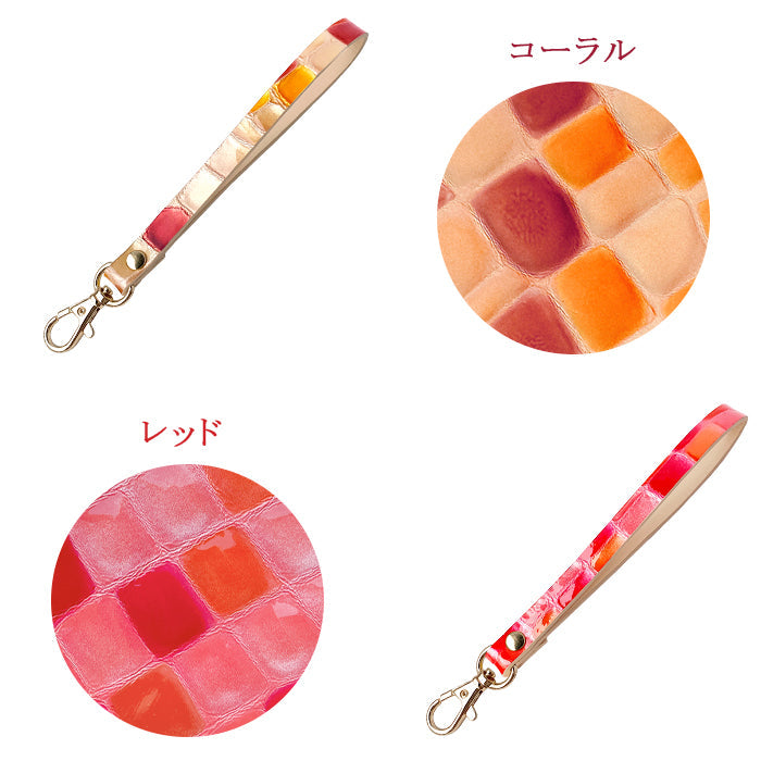 牛革 ちょっと上品な ステンドグラス ナスカン付き ストラップ 携帯ストラップ スマホ スマホケース マルチストラップ レザー 手帳型 レディース キーホルダー リストストラップ 落下防止 定期入れ パスケース 革 本革 携帯