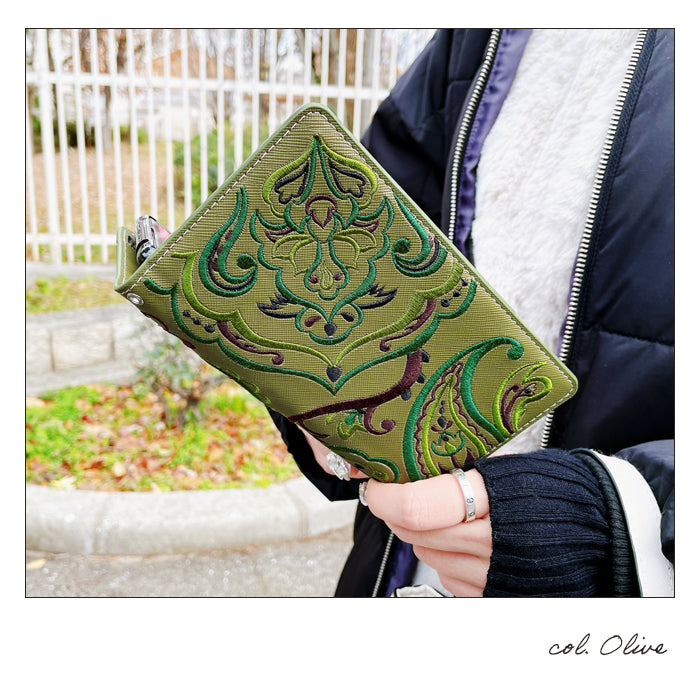 あんしんスマホ KY-51B 手帳型 ケース カバー 手帳型ケース ペイズリー刺繍 ky51b スマホケース スマホカバー
