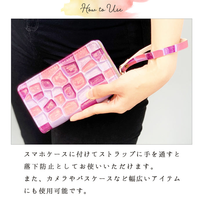 牛革 ステンドグラス ナスカン付き ストラップ 携帯 スマホケース マルチストラップ 手帳型 革 リストストラップ 本革 レザー レディース スマホ 携帯ストラップ 定期入れ 落下防止 キーホルダー パスケース