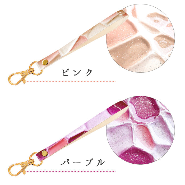 牛革 ステンドグラス ナスカン付き ストラップ 携帯 スマホケース マルチストラップ 手帳型 革 リストストラップ 本革 レザー レディース スマホ 携帯ストラップ 定期入れ 落下防止 キーホルダー パスケース
