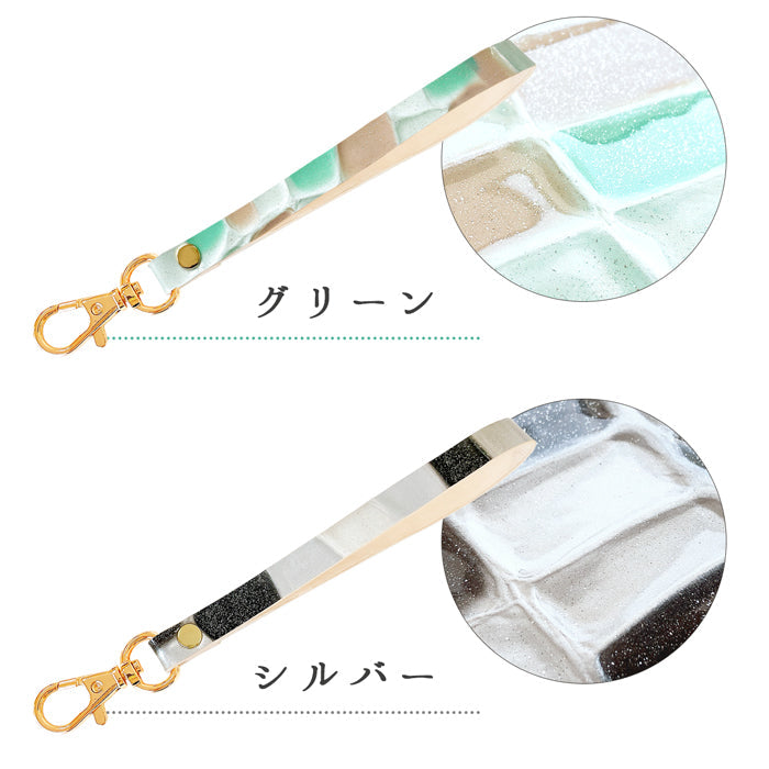 牛革 ステンドグラス ナスカン付き ストラップ 携帯 スマホケース マルチストラップ 手帳型 革 リストストラップ 本革 レザー レディース スマホ 携帯ストラップ 定期入れ 落下防止 キーホルダー パスケース