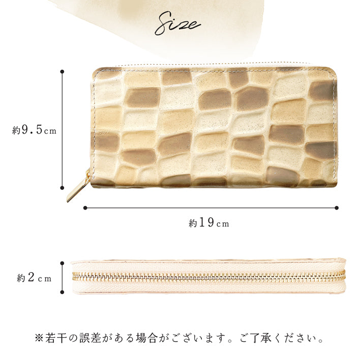 2nd ステンドグラス 長財布 長サイフ ラウンドファスナー ハンドメイド 本革長財布 ウォレット ラウンド長財布 革財布 牛革 レディース レザー エナメル加工 財布 本革 さいふ カード収納 ラウンド財布 サイフ 革