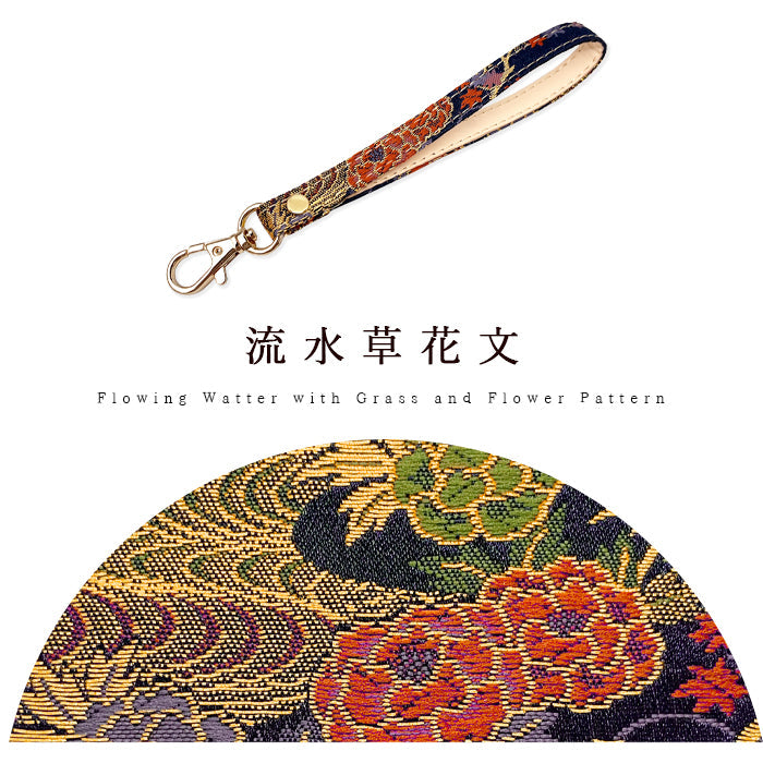 西陣織 明 ナスカン付き ストラップ 和風 マルチストラップ キーホルダー 金襴 華やか 高級 落下防止 スマホ スマホケース 和柄 着物 定期入れ パスケース リストストラップ レディース 手帳型 携帯ストラップ 携帯