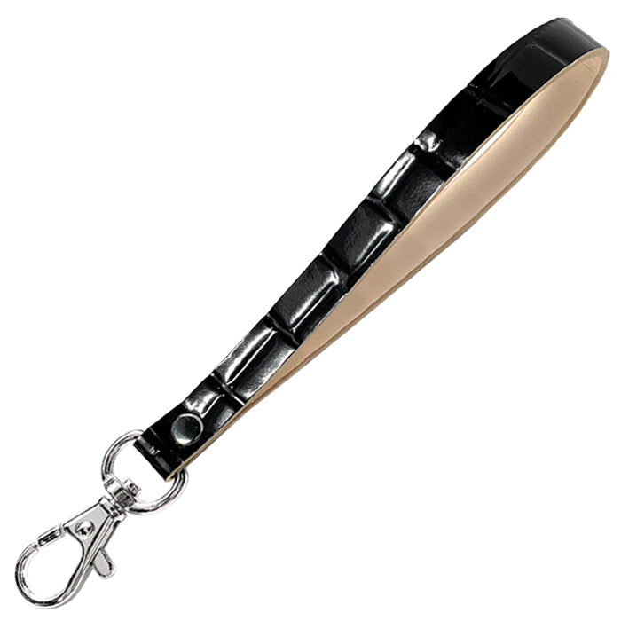 牛革 美クロコダイル 型押し ナスカン付き ストラップ リストストラップ レディース 携帯 メンズ 落下防止 エナメル ワニ柄 スマホケース キーホルダー 手帳型 本革 革 マルチストラップ レザー 携帯ストラップ スマホ パスケース 定期入れ