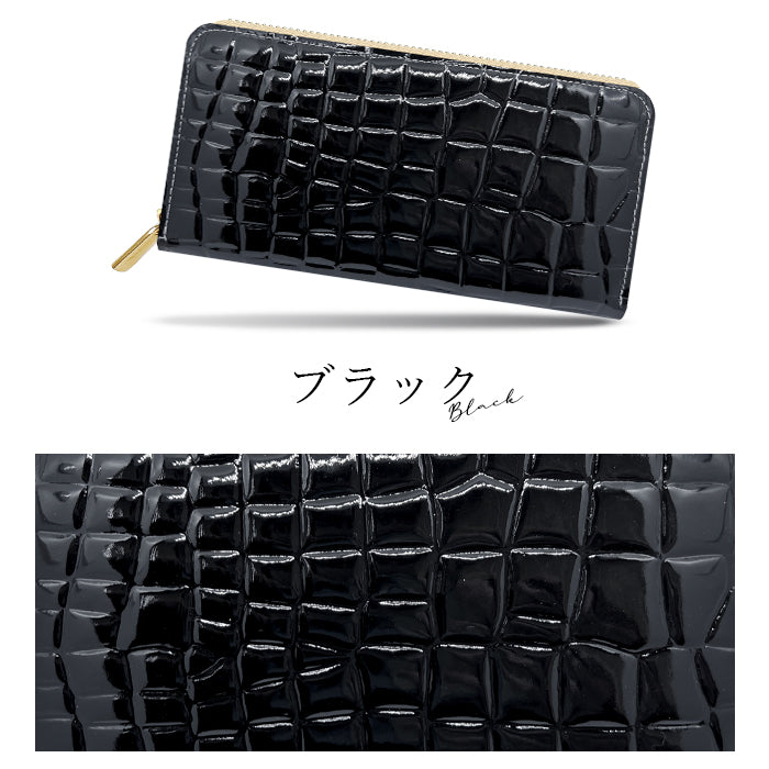 美クロコダイル ラウンドファスナー 財布 長財布 本革 型押し ラウンド財布 カード収納 本革長財布 レザー ハンドメイド ウォレット さいふ ワニ柄 ラウンド長財布 サイフ 革財布 レディース わに柄 長サイフ エナメル加工 メンズ 革 牛革