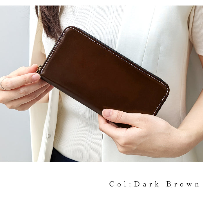 ホースレザー 長財布 ウォレット レディース 本革 革財布 さいふ カード収納 ハンドメイド 本革長財布 ラウンドファスナー サイフ ラウンド財布 コードバン 長サイフ メンズ 財布 レザー ラウンド長財布 革 馬革