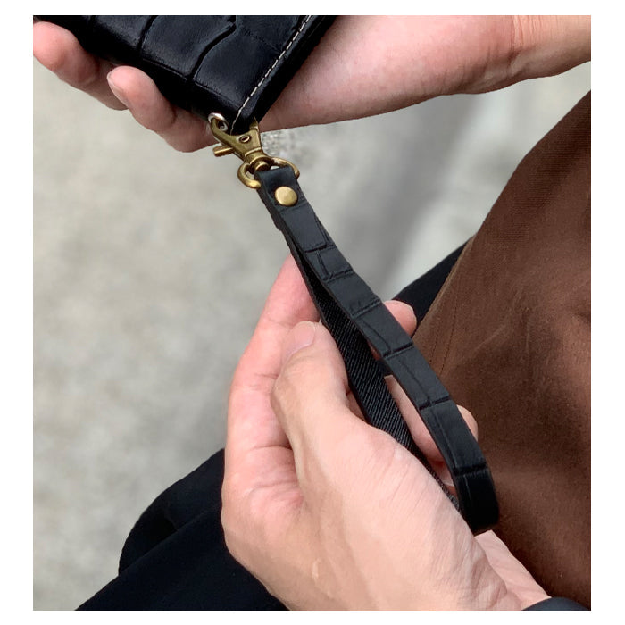 牛革 クロコダイル 型押し ナスカン付き ストラップ マルチストラップ 手帳型 スマホケース 携帯 定期入れ パスケース 本革 スマホ レディース 革 レザー ワニ柄 メンズ リストストラップ 落下防止 携帯ストラップ キーホルダー