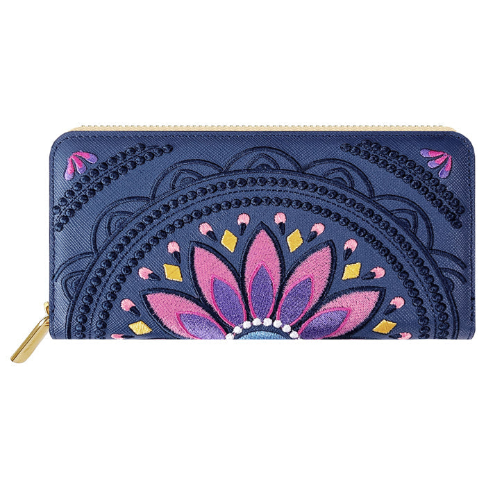 エスニック刺繍 長財布 財布 ラウンド型ファスナー メンズ サフィアーノレザー エスニック柄 レディース 本革 WL-R1-S1