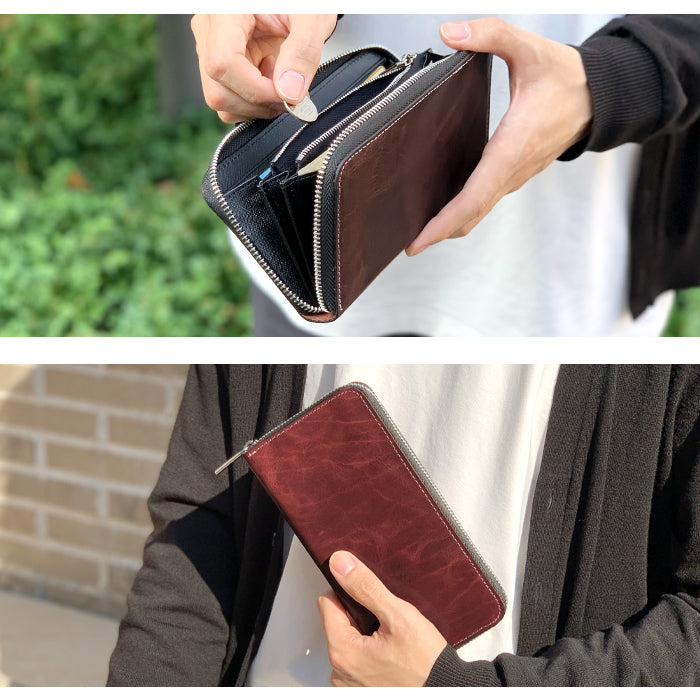 ヌメ革 ジェントルマン 長財布 サイフ 革 革財布 ハンドメイド 長サイフ さいふ 本革 牛ヌメ革 ウォレット ラウンドファスナー ラウンド長財布 財布 メンズ カード収納 ラウンド財布 本革長財布 レザー レディース 牛革