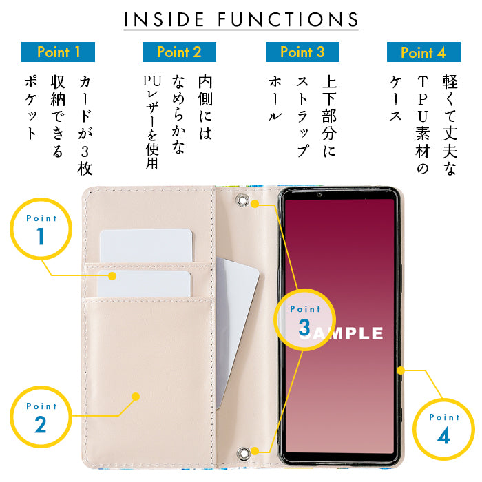 本革 ハワイアン柄 スマホケース 手帳型ケース arrows シリーズ 対応