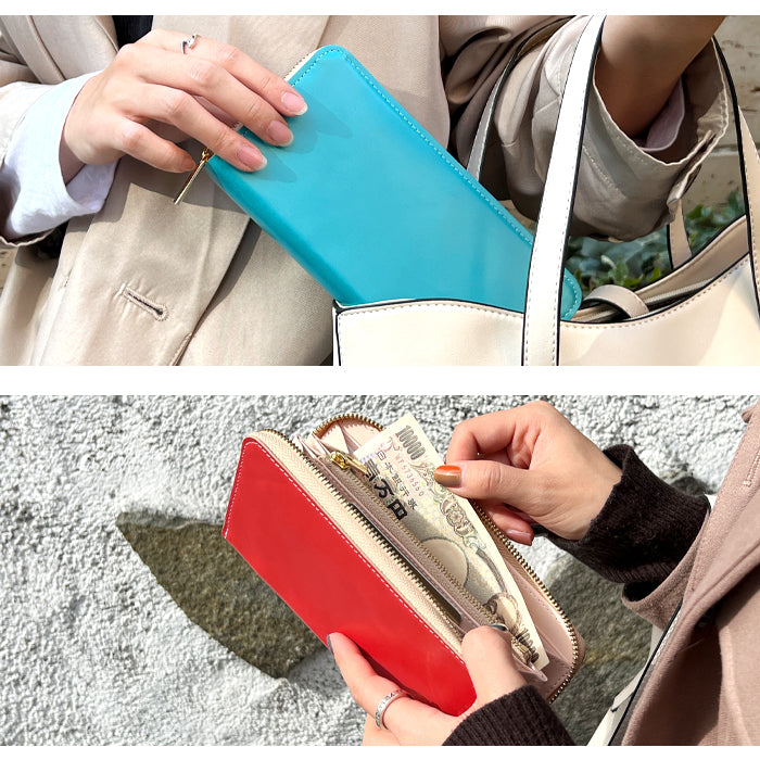 ちょっといい本革 長財布 クロム鞣し ラウンド長財布 ウォレット 牛革 カード収納 レディース 革 ハンドメイド ラウンド財布 サイフ さいふ 革財布 本革長財布 マット ラウンドファスナー レザー 長サイフ 財布 シンプル