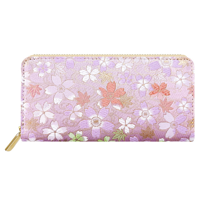 西陣織 彩 長財布 桜 財布 ラウンドファスナー ラウンド長財布 カード収納 織物 サイフ 菊花文 メンズ 風神雷神 ウォレット 和 金襴 ラウンド財布 波割付 ハンドメイド 女性 豪華 長サイフ 和風 菊花 男性 さいふ レディース 和柄
