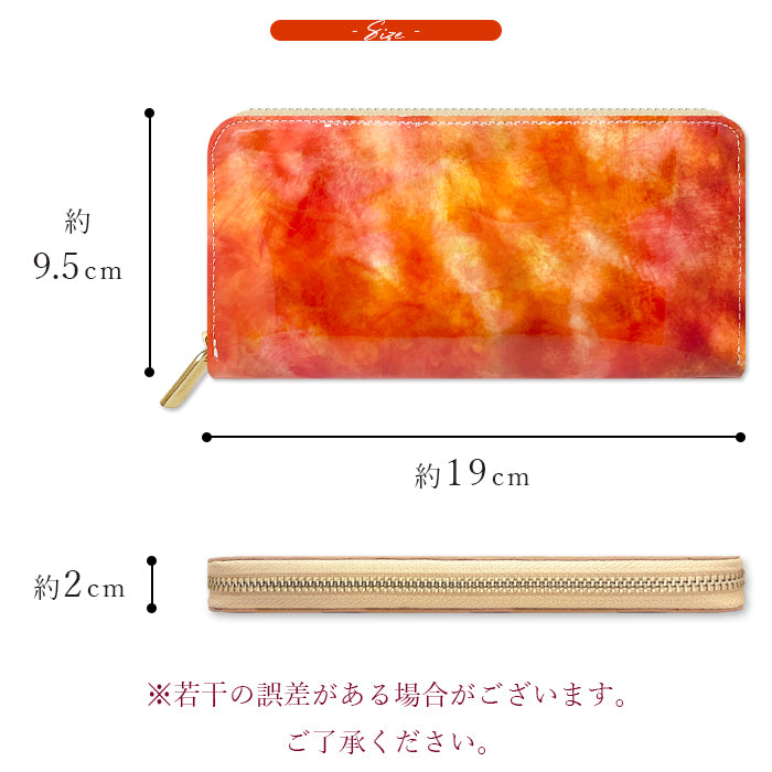イタリアンアート 財布 長財布 レザー 本革 マーブル レディース カード収納 革財布 長サイフ 本革長財布 革 牛革 ラウンド長財布 さいふ ラウンド財布 ラウンドファスナー サイフ ハンドメイド エナメル ウォレット 水彩