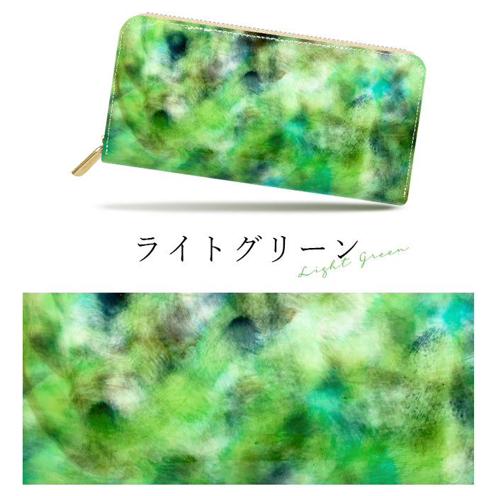 イタリアンアート 財布 長財布 レザー 本革 マーブル レディース カード収納 革財布 長サイフ 本革長財布 革 牛革 ラウンド長財布 さいふ ラウンド財布 ラウンドファスナー サイフ ハンドメイド エナメル ウォレット 水彩