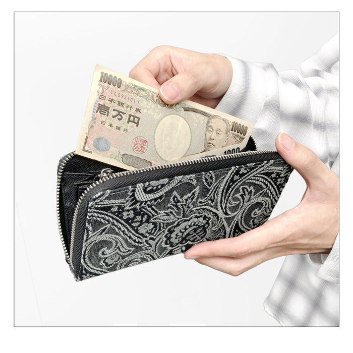 ジャガード デニム ラウンド長財布 財布 長財布 レディース サイフ デニム長財布 カード収納 ジャガードデニム ラウンドファスナー メンズ おしゃれ デニム財布 ロングウォレット 小銭入れ 長サイフ さいふ ウォレット ハンドメイド シック