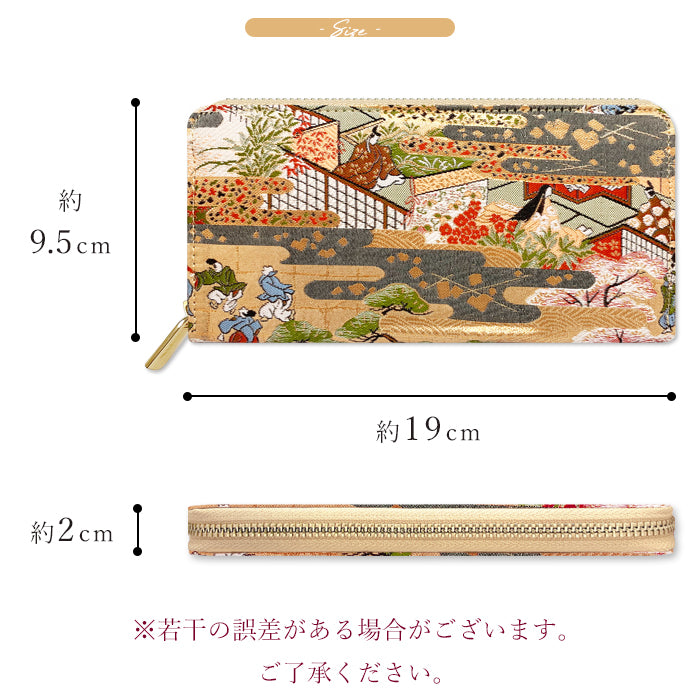 西陣織 松 長財布 源氏物語 ラウンドファスナー サイフ 和 ラウンド財布 長サイフ さいふ レディース ラウンド長財布 女性 織物 ハンドメイド 豪華 和柄 ウォレット 鶴 花唐草 財布 鳳凰 桜 和風 七宝地文 金襴 鯉 カード収納