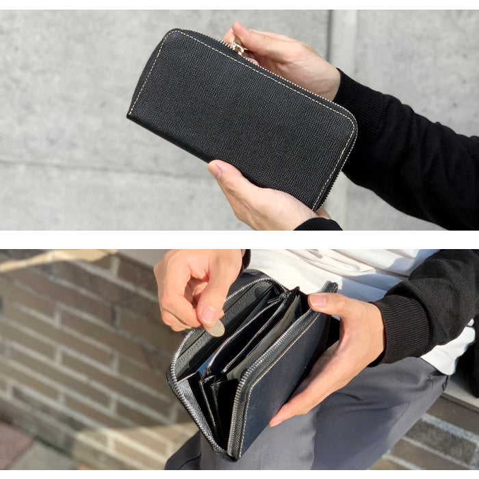 男の型押し 財布 長財布 ラウンド財布 カード収納 型押し 牛革 ラウンドファスナー ラウンド長財布 本革長財布 革 ハンドメイド 革財布 さいふ 長サイフ レザー レディース サイフ ウォレット メンズ 本革