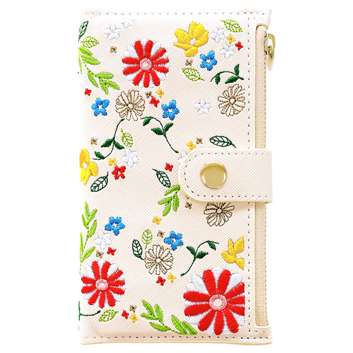 おしゃれ花刺繍 スマホケース 手帳型ケース aquos シリーズ 対応