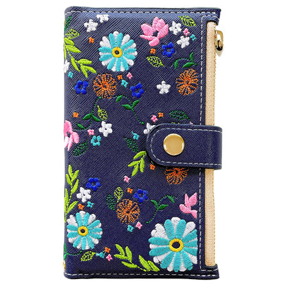おしゃれ花刺繍 スマホケース 手帳型ケース arrows シリーズ 対応