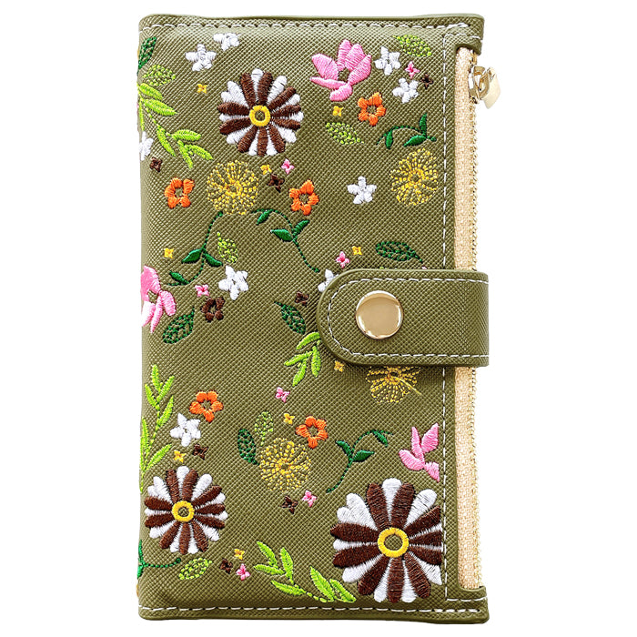 おしゃれ花刺繍 スマホケース 手帳型ケース arrows シリーズ 対応
