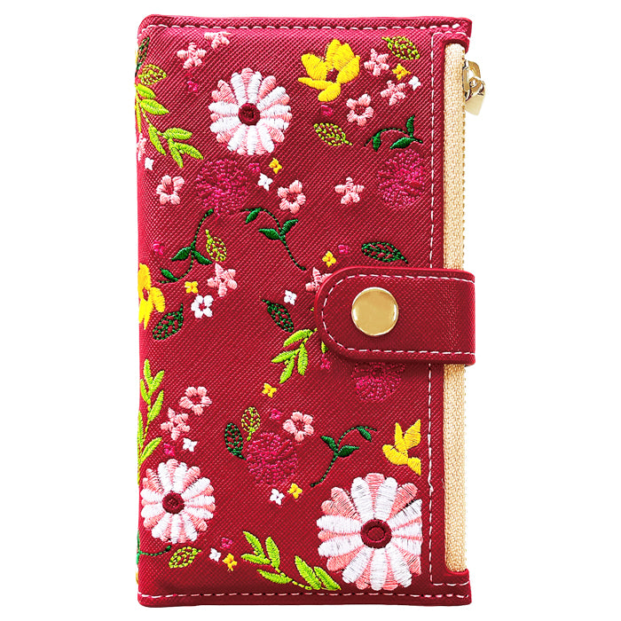 おしゃれ花刺繍 スマホケース 手帳型ケース xperia シリーズ 対応