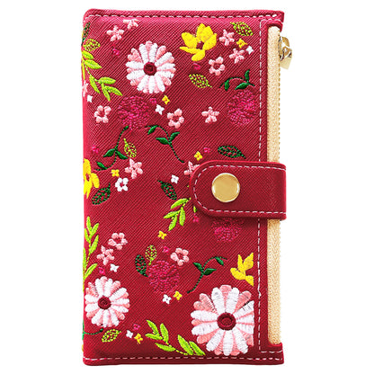 おしゃれ花刺繍 スマホケース 手帳型ケース xperia シリーズ 対応