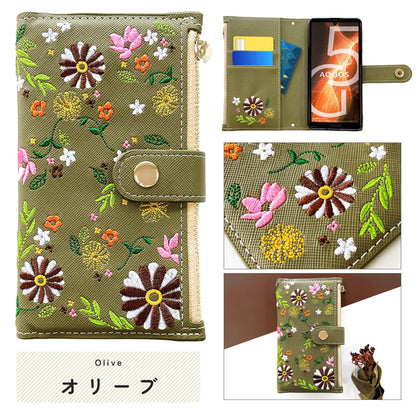 おしゃれ花刺繍 スマホケース 手帳型ケース google シリーズ 対応