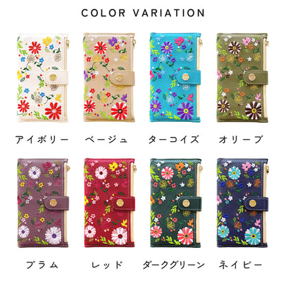 おしゃれ花刺繍 スマホケース 手帳型ケース xperia シリーズ 対応