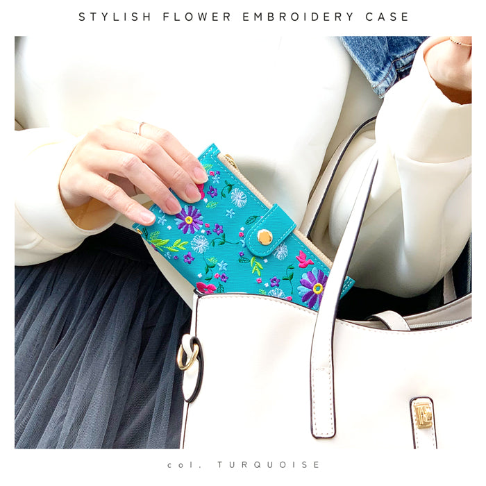 おしゃれ花刺繍 スマホケース 手帳型ケース google シリーズ 対応