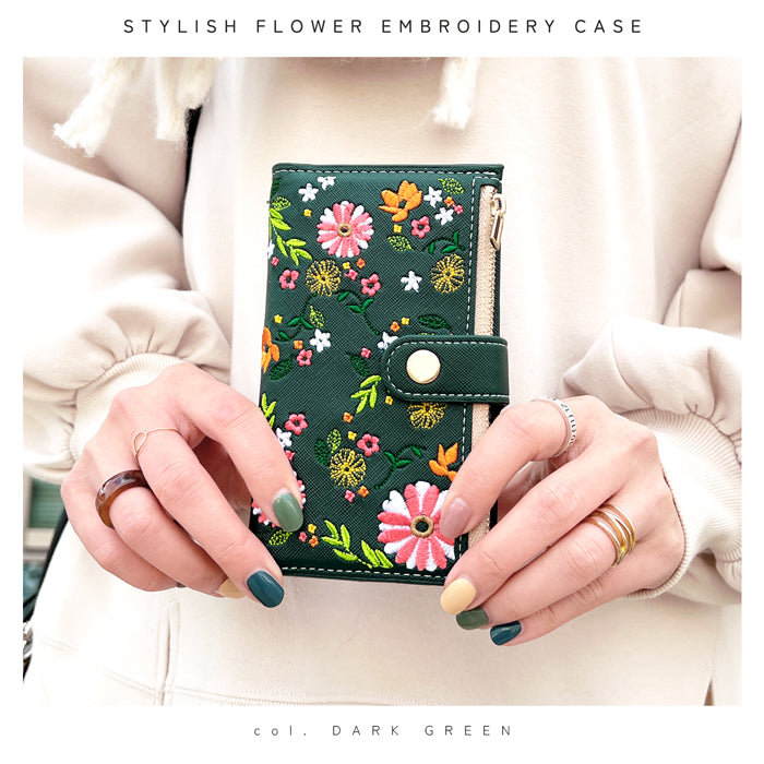 おしゃれ花刺繍 スマホケース 手帳型ケース aquos シリーズ 対応