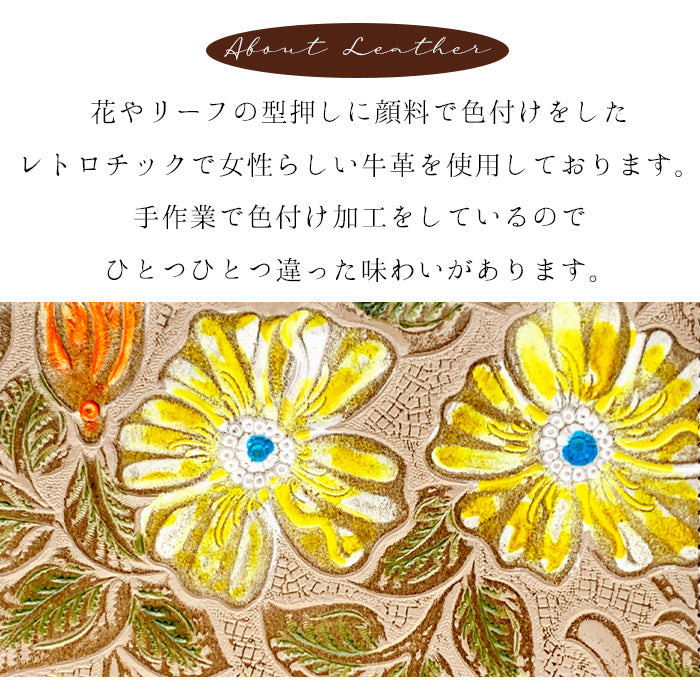 牛革 レトロな 花型押し ナスカン付き ストラップ リストストラップ 定期入れ フラワー 花 スマホケース 革 携帯 落下防止 キーホルダー 携帯ストラップ スマホ マルチストラップ レザー レディース パスケース 手帳型 本革